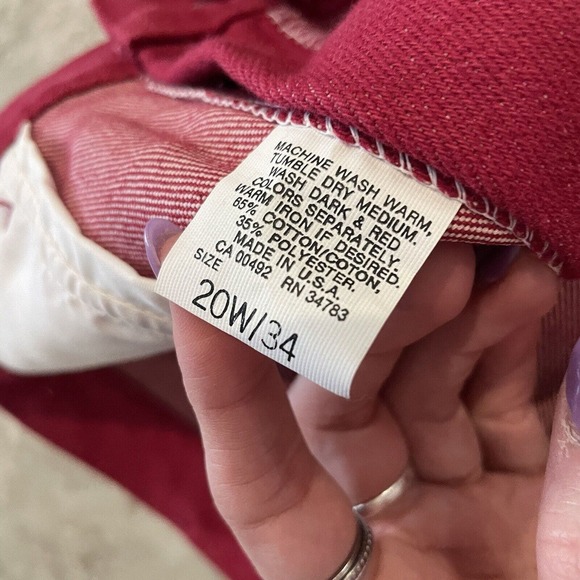 Riders by Lee Vintage Jean High Waist Straight Leg Relaxed Women’s 32x34 Red NOS - Picture 7 of 7